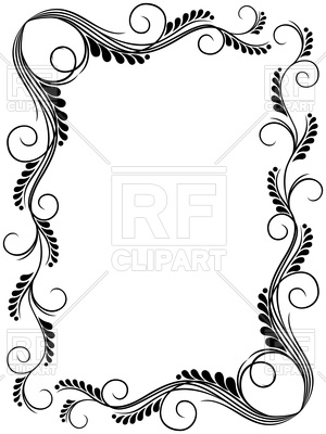 300x400 Abstract Floral Black And White Frame Ornamental Frame Vector