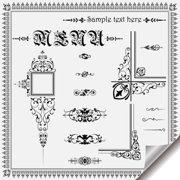 600x600 Retro Object Decorative Ornaments Frames Vector 05 Free Download