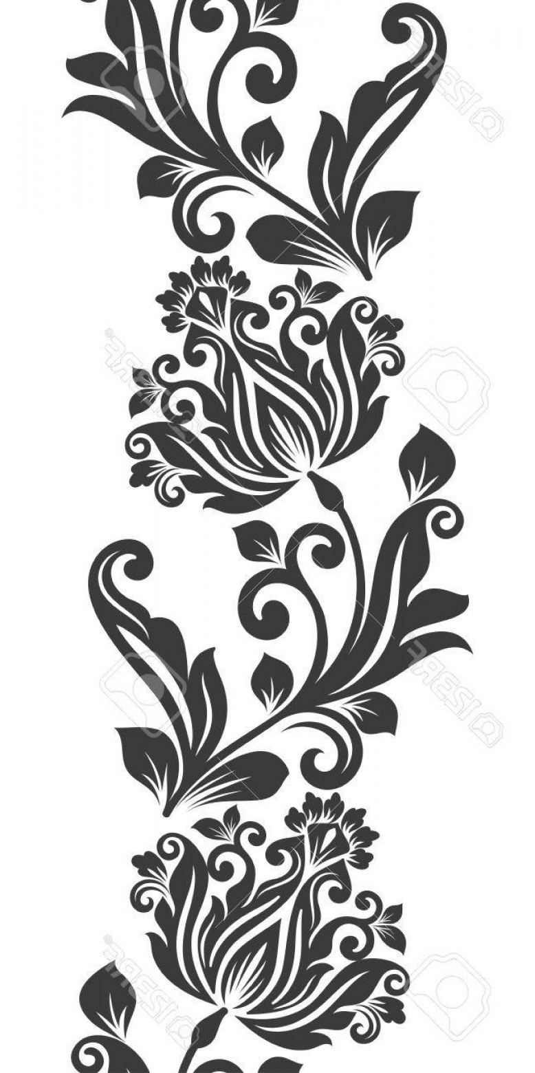778x1560 Photostock Vector Seamless Black And White Vertical Flower