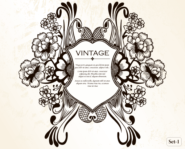 600x482 Vintage Heraldic Shield With Floral Ornament Vector Set 1 Vector