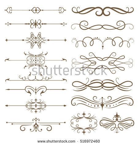 450x470 Antique Decorative Elements, And Scroll Elements, Set