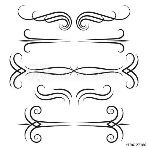 500x500 Ornamental Borders Set. Swirly Lines Design Elements. Vintage