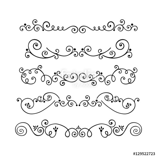 500x500 Collection Of Swirl Hand Drawn Text Dividers Vector. Decorative