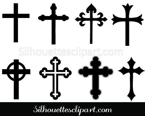 500x400 Ornate Cross Shape Silhouette Vector Download Silhouettes Vector