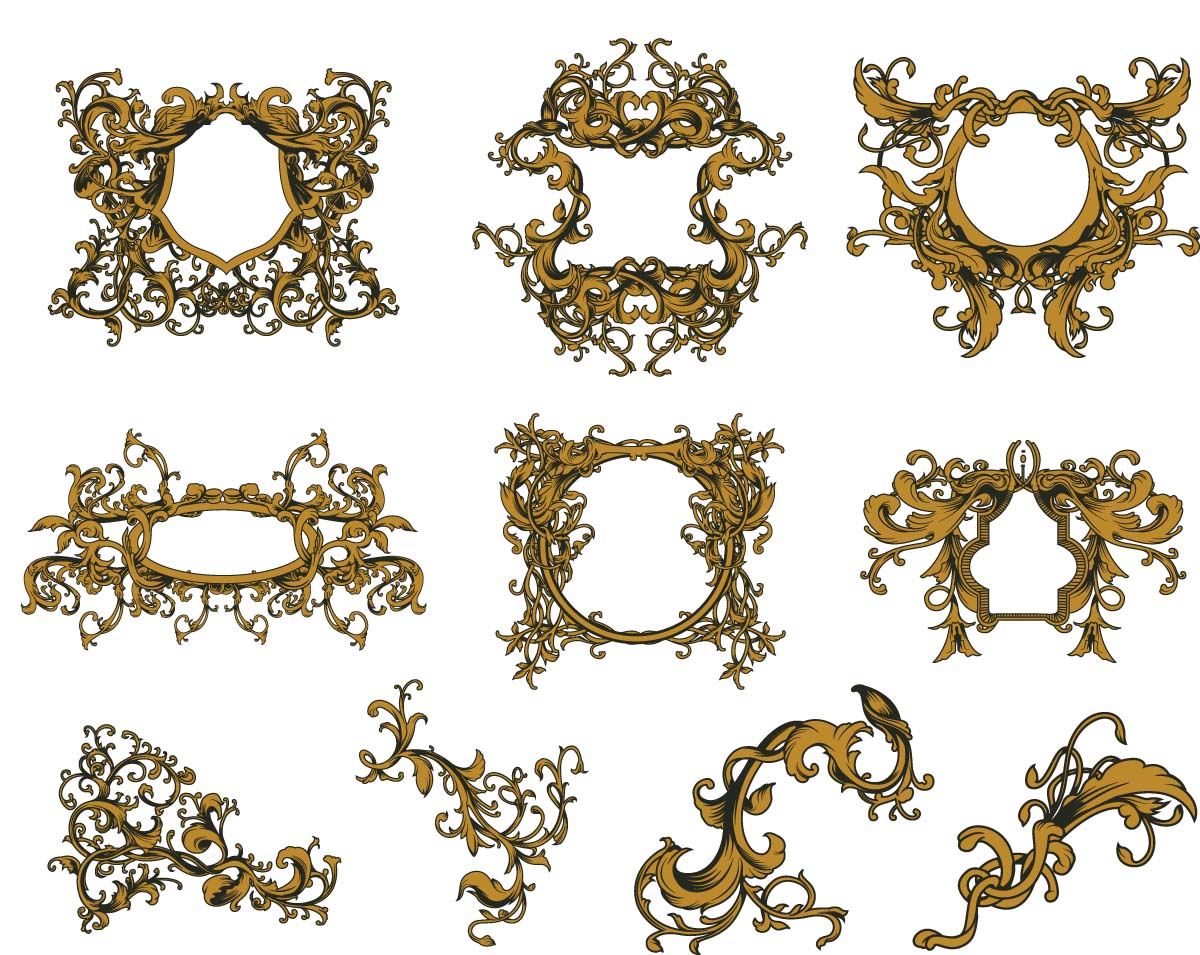 1200x955 Golden Vintage Ornate Frames Set Vector Free Download