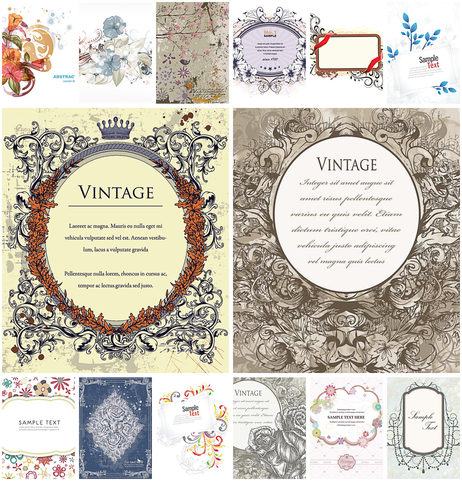 1800x1875 Ornate Frame Floral Card Vector Free Download