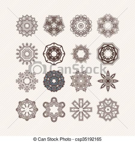 450x470 Set Of Ornate Vector Mandala Symbols. Gothic Lace Tattoo. Celtic