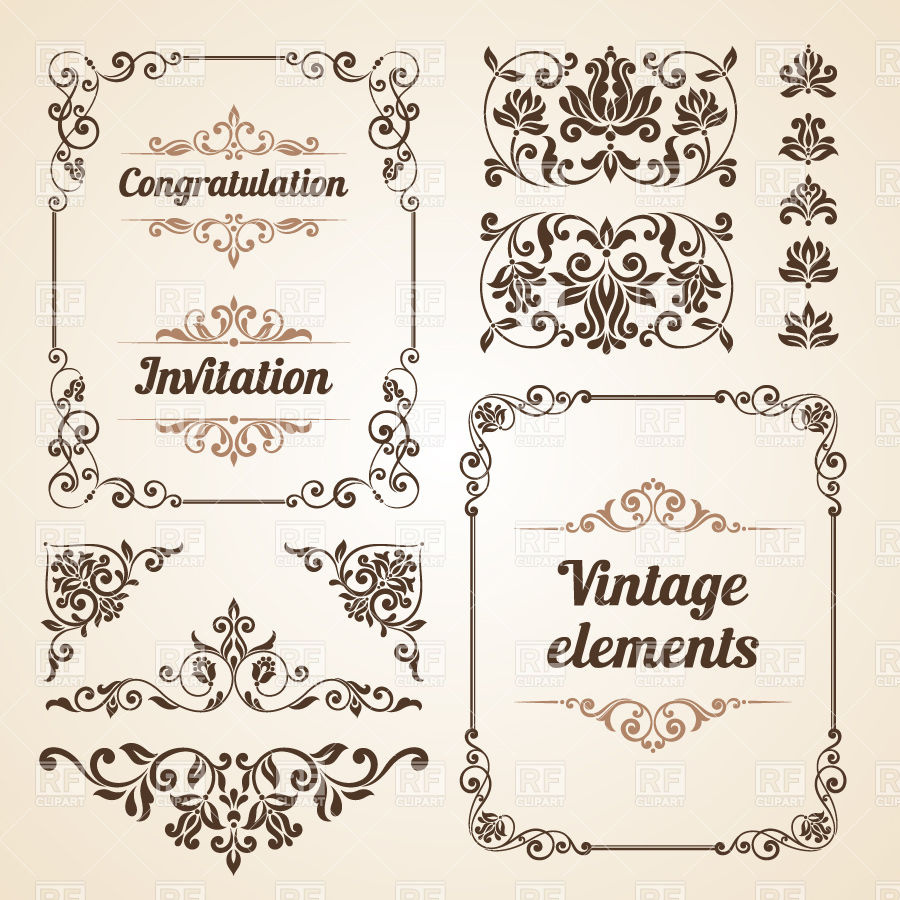 900x900 Vintage Borders, Ornate Classic Frames And Curly Vignettes Vector