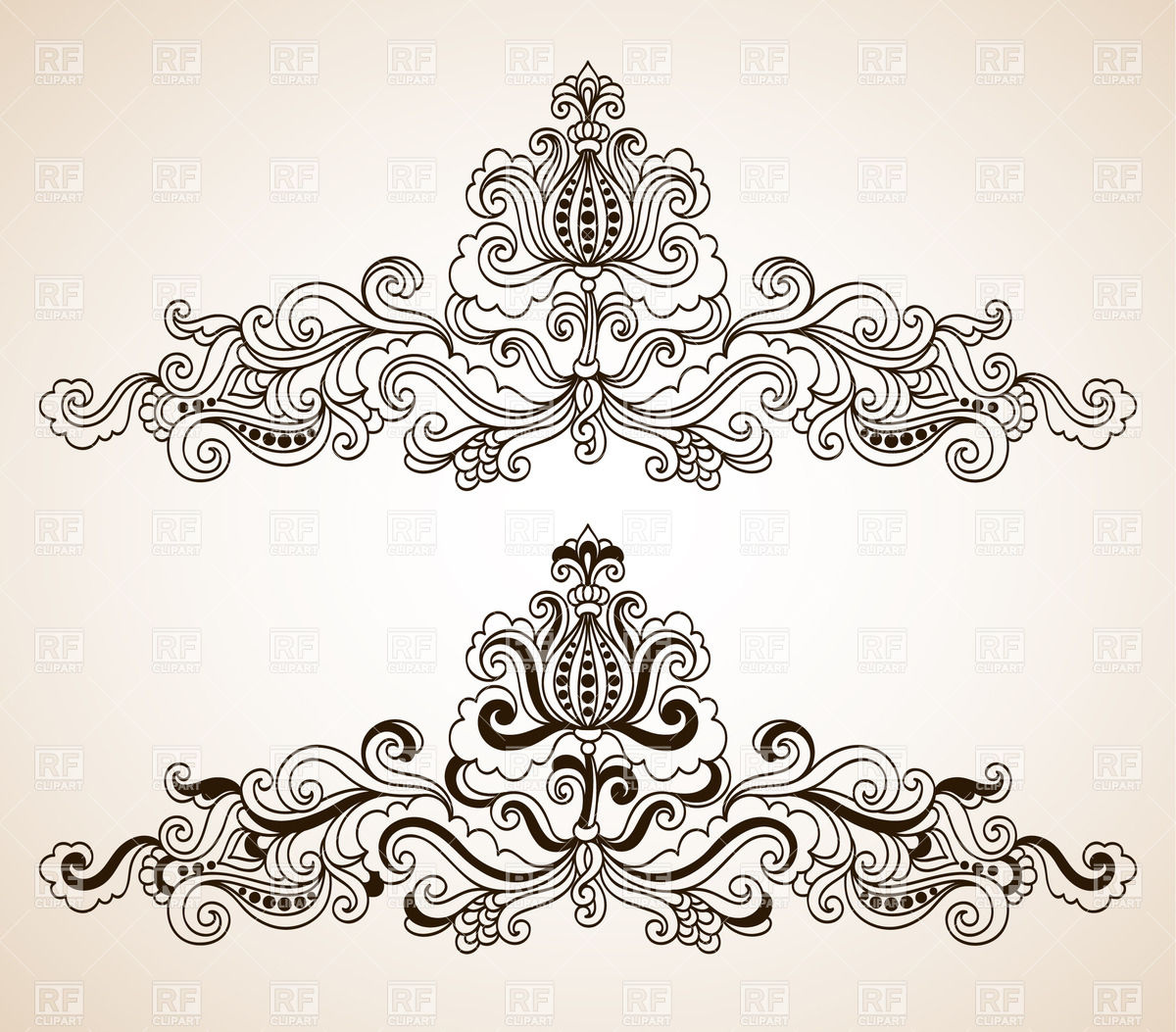 1200x1053 Vintage Floral Ornate Border Elements Vector Image Vector