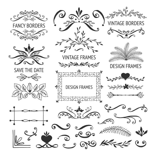 642x642 Vintage Svg Frames. Flourish Ornate Vector. Png Hand Drawn Etsy