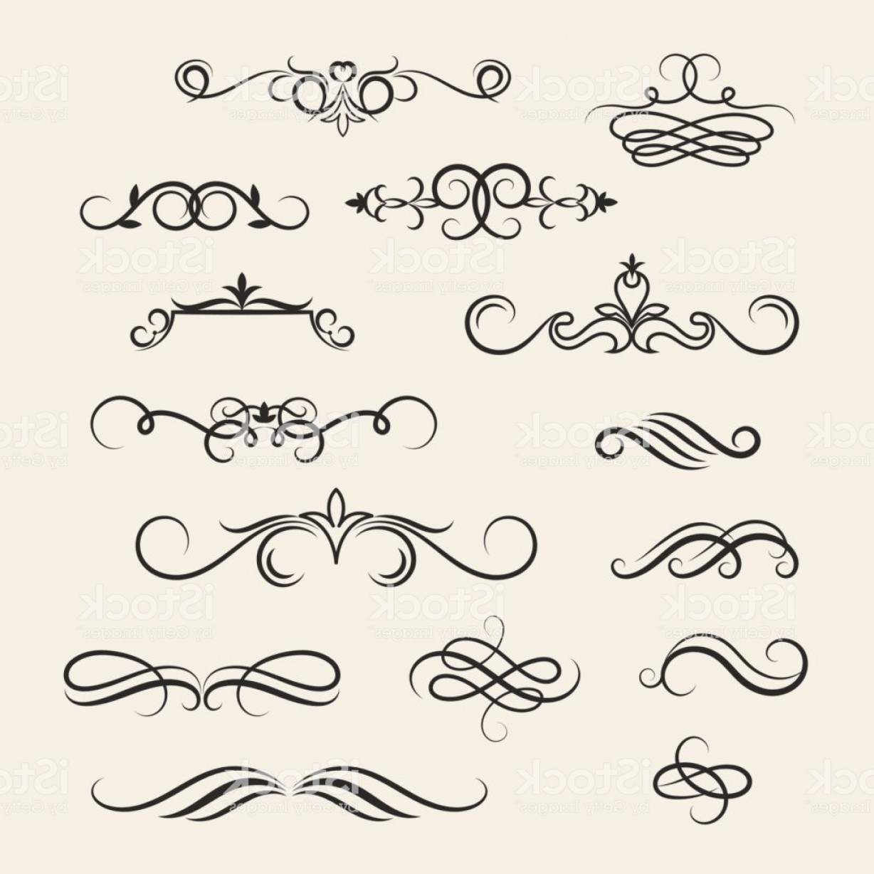 1228x1228 Flourish Scroll Vector Design Elements Victorian Ornate Decorative