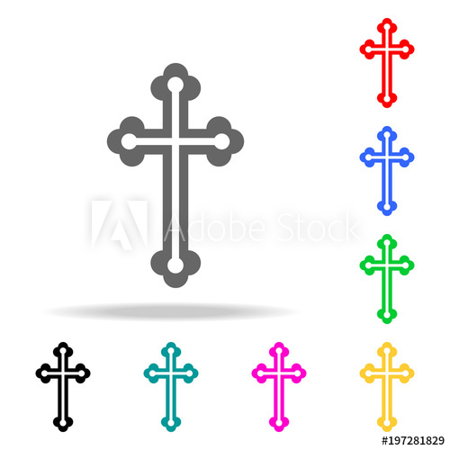500x500 Orthodox Cross Icon. Elements Of Religion Multi Colored Icons