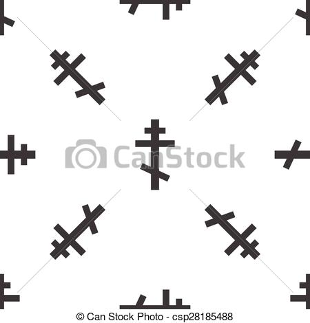 450x470 Orthodox Cross Pattern. Image Of Orthodox Cross, Repeated On White