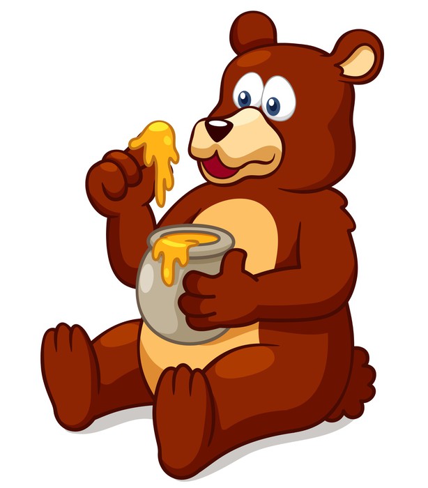 614x700 Illustration Of Bear Eating Honey Vector Sticker We