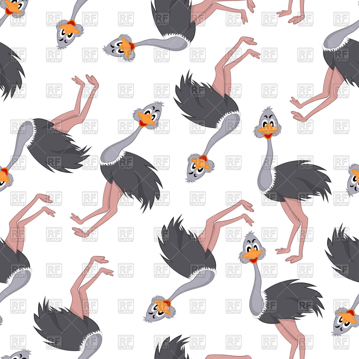 1200x1200 Seamless Pattern Illustration Of Ostrich Vector Image Vector
