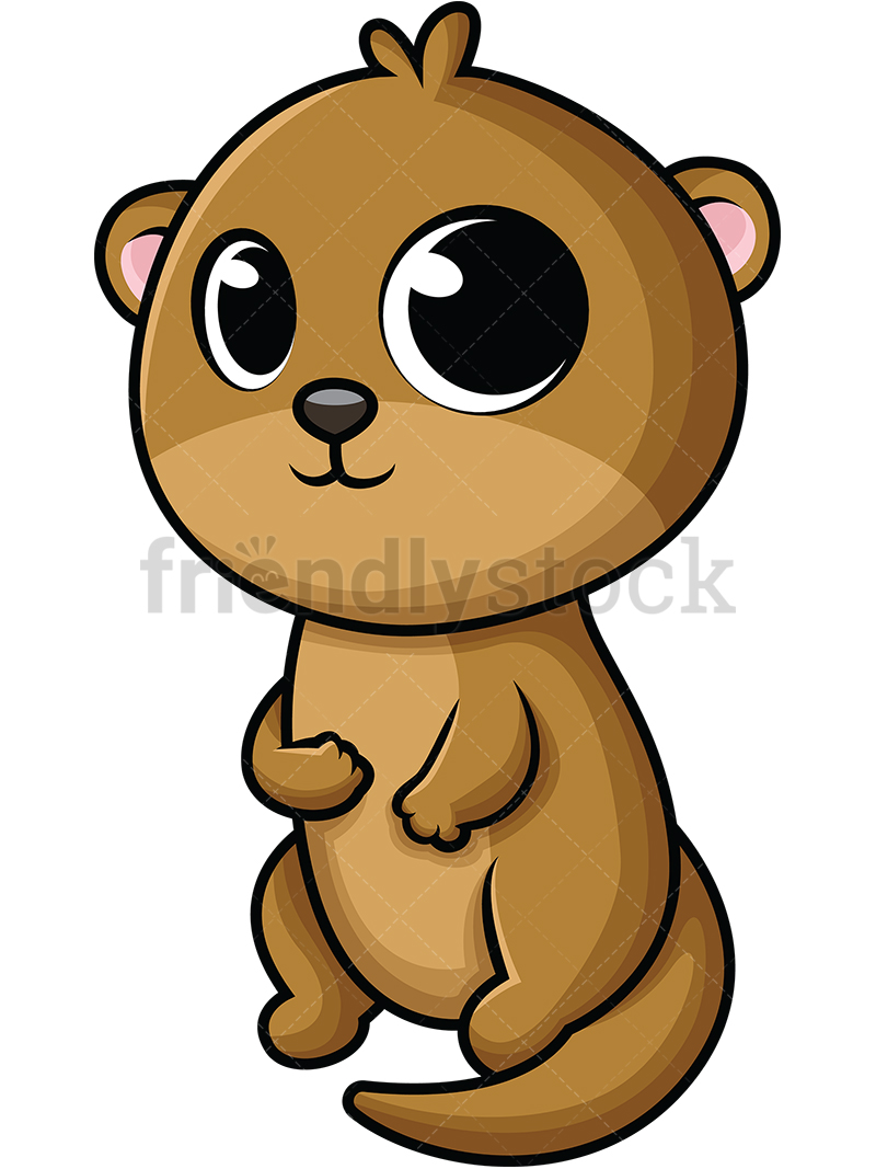 800x1067 Cute Baby Otter Cartoon Vector Clipart