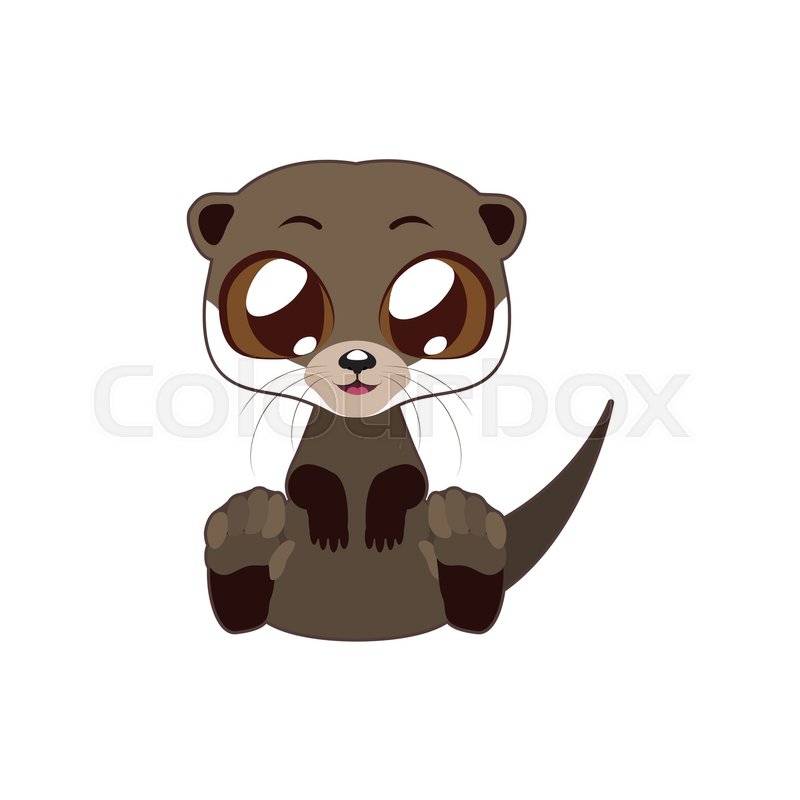 800x800 Cute Otter Vector Illustration Art In Flat Color Stock Vector