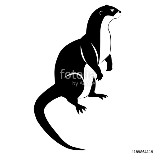 500x500 Vector Image Of A Silhouette Of An Otter On A White Background