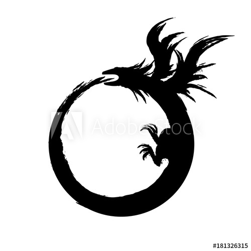 500x500 Ouroboros Sign, Alchemical Magical Symbol Of Reincarnation And