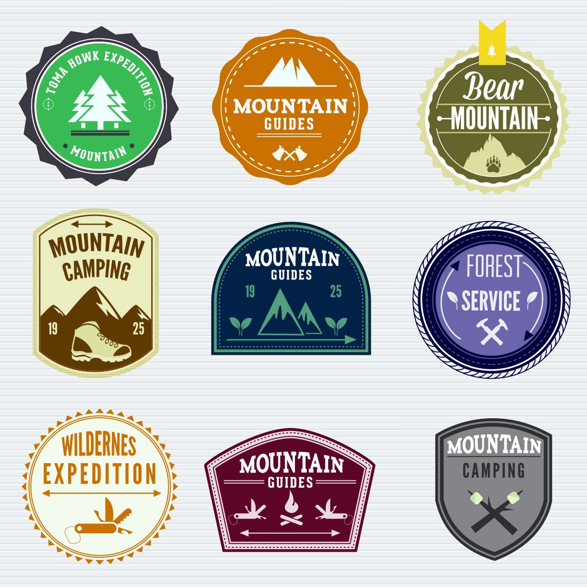 1200x1200 Outdoor Adventure Badges Set Vector Free Download