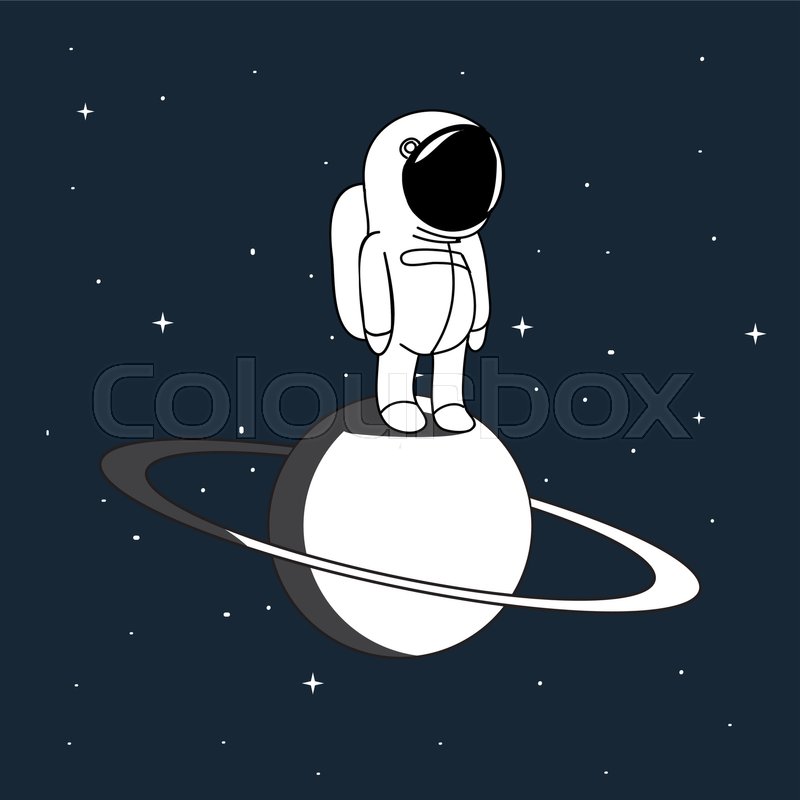 800x800 Small Astronaut In Outer Space Vector Illustration. Spaceman On