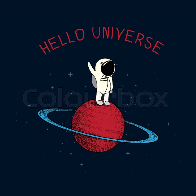 800x800 Cartoon Astronaut In Outer Space Vector Illustration. Spaceman On