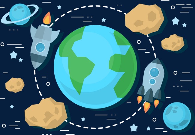 650x448 Earth Outer Space Vector, Earth Vector, Spaceship, Meteorite Png