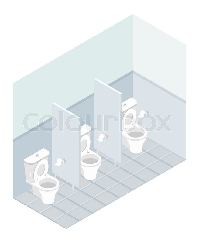 655x800 Public Toilet Isometrics. Interior Overall Restroom. Toilets And