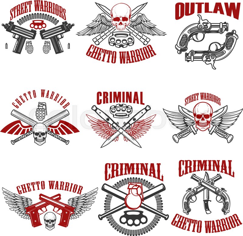 800x778 Outlaw, Criminal, Street Warrior Emblems. Design Element For Logo