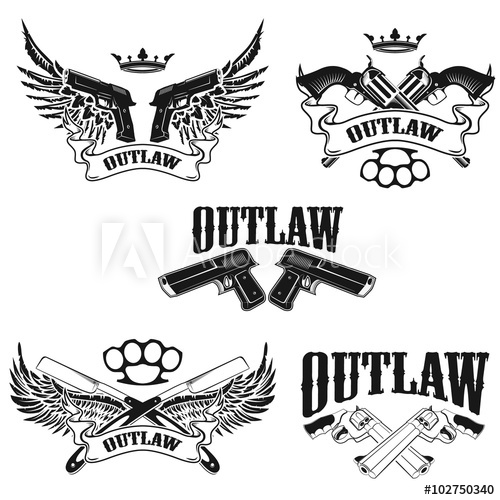 500x500 Set Of Outlaw T Shirt Print Design Templates