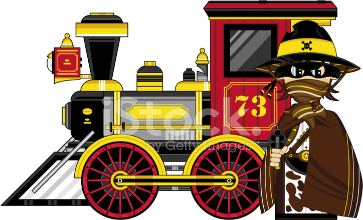 724x440 Wild West Train With Cowboy Outlaw Stock Vector