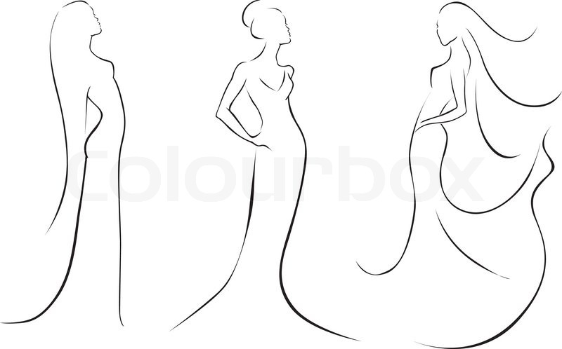 800x498 Elegant Woman Outline Stock Vector Colourbox