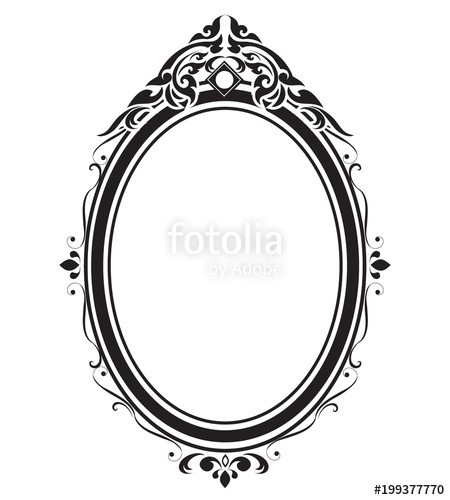 450x500 Oval Frame And Borders Black And White, Thai Pattern, Vector