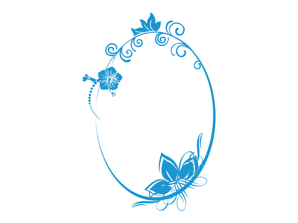1000x750 Vector Floral In Blue Oval Frame Theme Royalty Free Stock Image