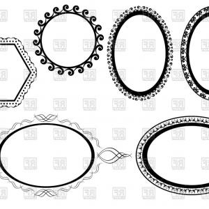 300x300 Oval Wreath Of Flowers And Herbs Black Silhouette Vector Card