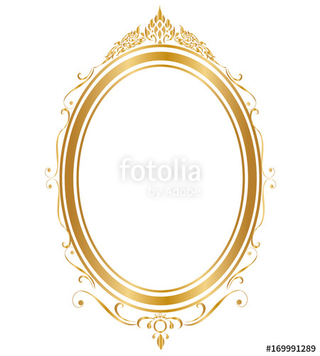 450x500 Oval Frame And Borders Golden Frame On White Background, Thai