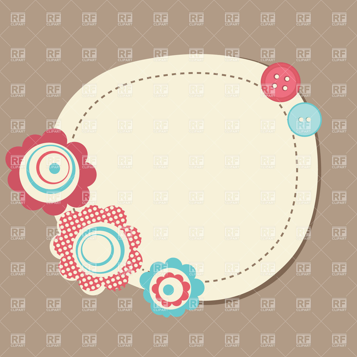 1200x1200 Oval Paper Frame Decorated With Abstract Roses In Pastel Colors