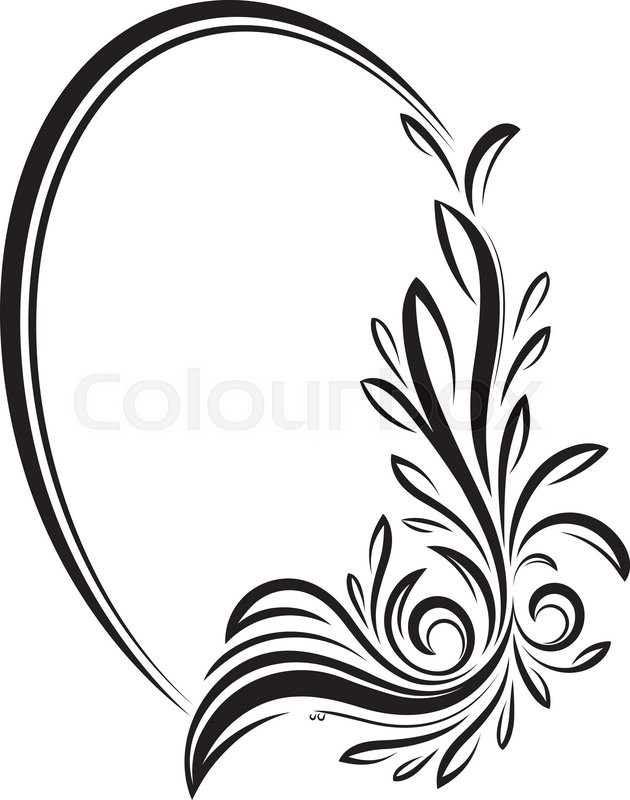 630x800 Elegant Oval Floral Vector Frame For Your Design Or Text. Stock