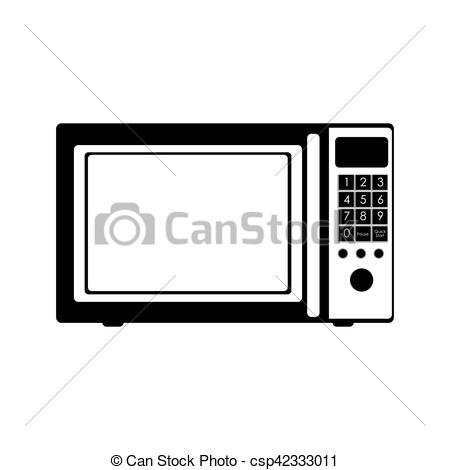 450x470 Monochrome Silhouette With Oven Microwave Vector Illustration.