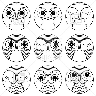400x400 Set Of Owl Faces Vector Image Vector Artwork Of Plants And