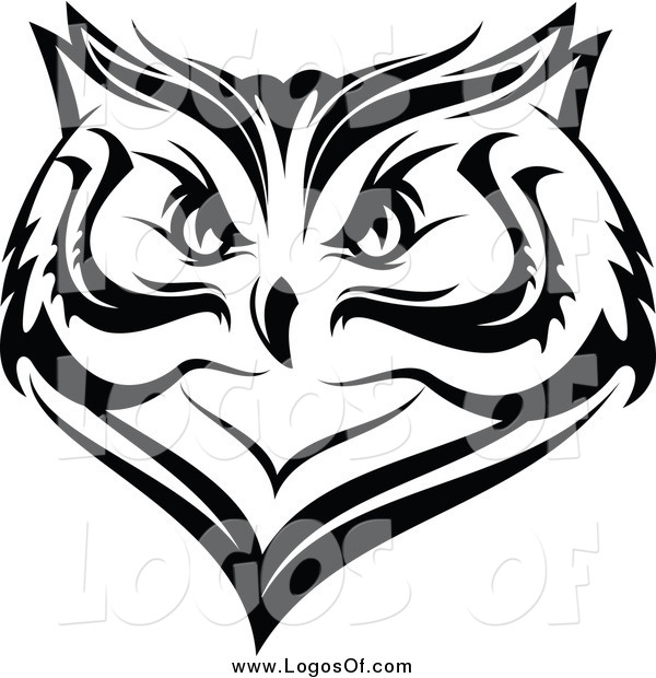 600x620 Vector Clipart Of A Black And White Owl Face Logo By Vector