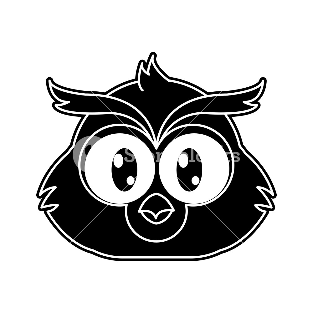 1000x1000 Silhouette Owl Head Cute Animal Character Vector Illustration