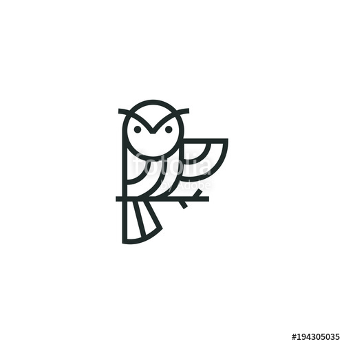 500x500 Owl Logo Vector Graphic Minimalist Outline Art Stock Image And