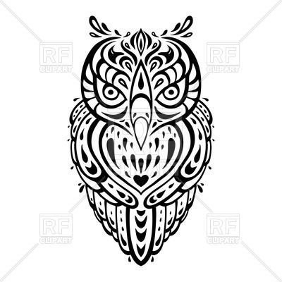 400x400 Decorative Tattoo Style Owl Vector Image Vector Artwork Of