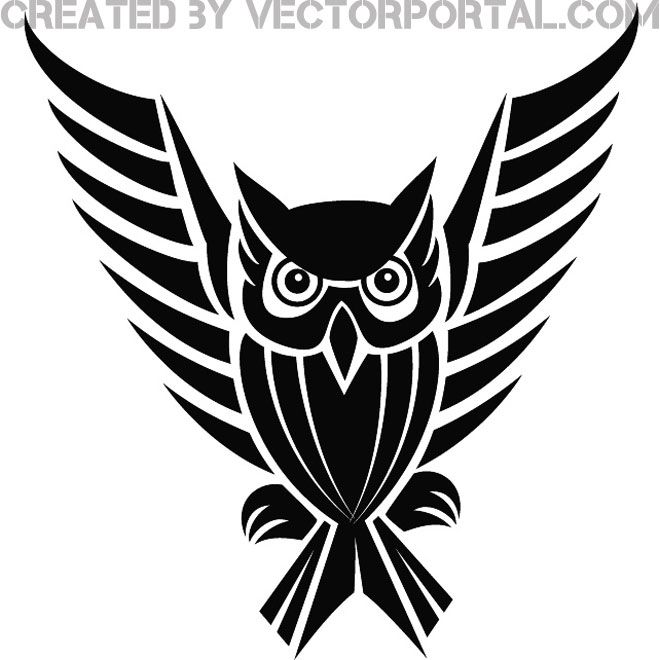 660x660 Owl Spread Wings Vector Image Sova Owl Clip Art