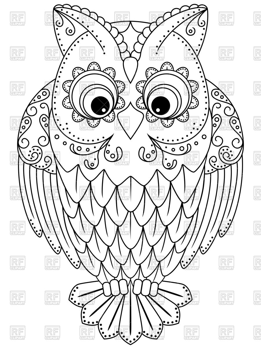 900x1200 Outline Of Cartoon Owl Vector Image Vector Artwork Of Plants And