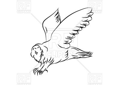 400x283 Sketch Of Flying Owl Vector Image Vector Artwork Of Plants And