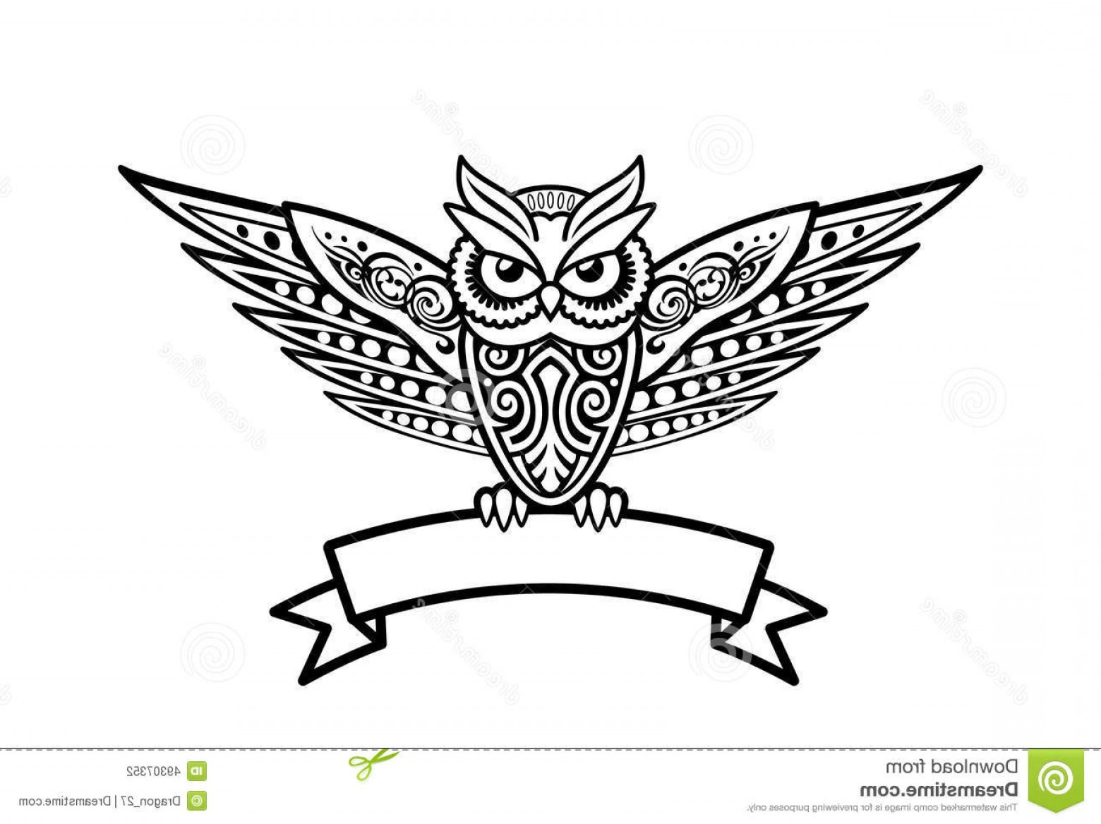 1560x1168 Stock Illustration Tribal Style Owl Vector Illustration Black