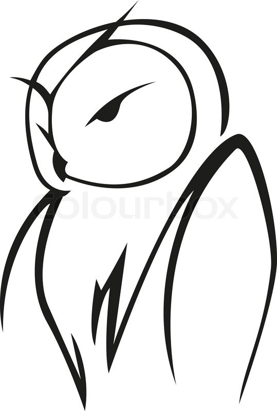 539x800 Stylized Black And White Vector Doodle Sketch Of An Owl In Side