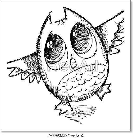561x581 Free Art Print Of Cute Sketch Doodle Owl Vector . Cute Sketch